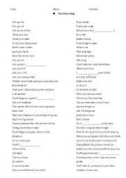 English Worksheet: Lyrics -- The Mom Song