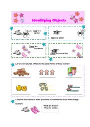 English Worksheet: IDENTIFYING OBJECTS: THAT-THOSE/THIS-THESE