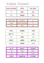 English Worksheet: Make sentences in simple present tense