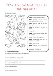 English Worksheet: SUPERLATIVES - THE TALLEST TREE OF THE WORLD!!!