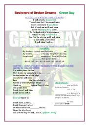 English Worksheet: Boulevard of Broken Dreams - GREEN DAY