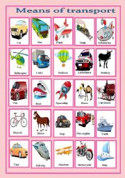 English Worksheet: means of transport