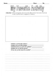 English Worksheet: My Favorite Activity