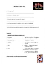 English Worksheet: Two and a half men - in the restaurant