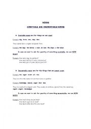 English Worksheet: Countable and Uncountable Nouns