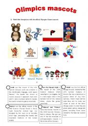 English Worksheet: Match the descriptions with the official Olympics Games mascots 
