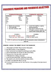 English Worksheet: POSSESSIVE PRONOUN AND POSSESSIVE ADJECTIVIE 