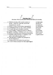 Matching and Multiple Choice with key 10 Personality words