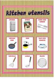 English Worksheet: kitchen utensils