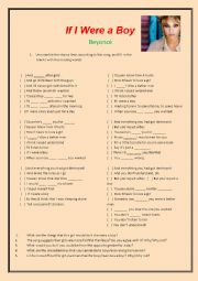 English Worksheet: If I were a boy (beyonce)