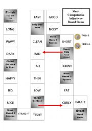 Short Comparative Adjectives Board Game