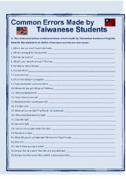 English Worksheet: Common Errors Made by Taiwanese Learners of English
