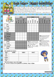 English Worksheet: Logic game (42nd) - Summer babysitting *** for intermediate ss *** with key *** fully editable *** B&W