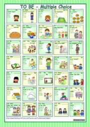 English Worksheet: To be - multiple choice * with 35 pictures and sentences * with key