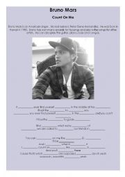 English Worksheet: Bruno Mars- Count on me