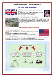 English Worksheet: Systems of Government  in the UK and in the USA