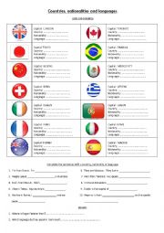 English Worksheet: Countries, nationalities and languages