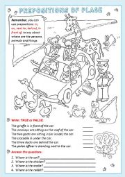 English Worksheet: Prepositions of Place