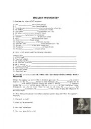 English Worksheet: Shakespeare worksheet