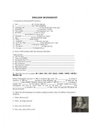 Shakespeare worksheet