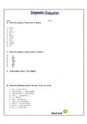 English Worksheet: Diagnostic Test