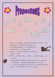 English Worksheet: Test of prepositions- advanced (+ key)