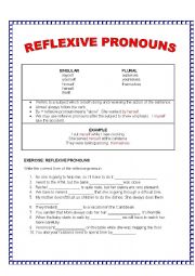 English Worksheet: REFLEXIVE PRONOUNS 