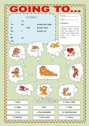English Worksheet: GOING TO WITH GARFIELD