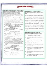 English Worksheet: PRONOUN REVIEW 