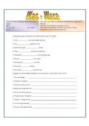 English Worksheet: Past tense of the verb to be 