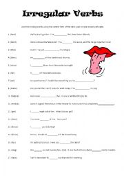 English Worksheet: Irregular Verbs Gap Fill