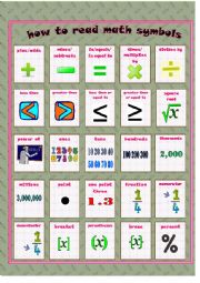 English Worksheet: english math poster 2 pages ** fully editable