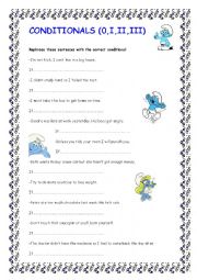 English Worksheet:  0, 1, 2, 3 CONDITIONALS REPHRASING