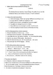 English worksheet: lexical-grammar test on travelling