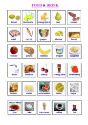 English Worksheet: Food and drinks pictionary