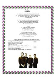 English Worksheet: Present tense - Coldplay song for meaning of phrases