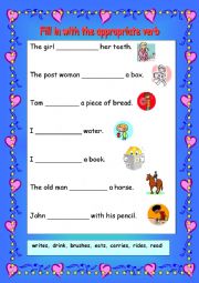 English worksheet: verbs