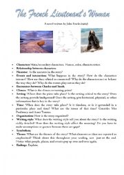 English Worksheet: Analysis of the novel The French Lieutenants Woman