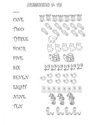 English Worksheet: numbers 1-10