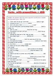 English Worksheet: Verbs with preposition + -ing