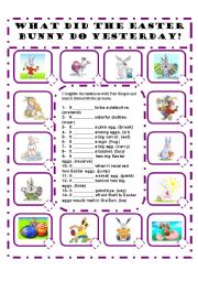 English Worksheet: WHAT DID THE EASTER BUNNY DO YESTERDAY? A PAST SIMPLE WORKSHEET - EDITABLE 