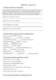 English Worksheet: english work simple present