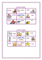 English Worksheet: Bingo time! Action verbs (2/2)