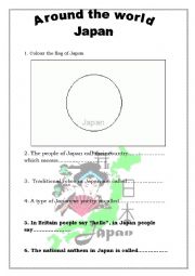 English Worksheet: Around the world webquest 3 - Japan