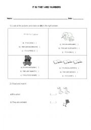 English worksheet: It is/ They are/ numbers