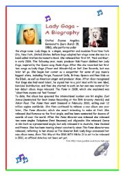 English Worksheet: Lady Gaga - A Biography