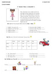 English Worksheet: can cant