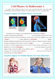 English Worksheet: Cell Phones As Bothersome1