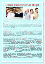 English Worksheet: Should Children Use Cell Phone?