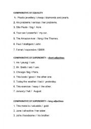 English Worksheet: comparatives and superlatives